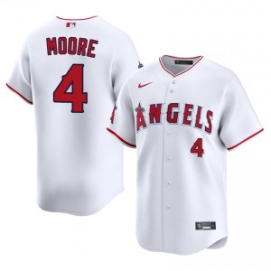 LAA Christian Moore #4 White Men Baseball Jersey | 2026 Season Game-Day 53675087