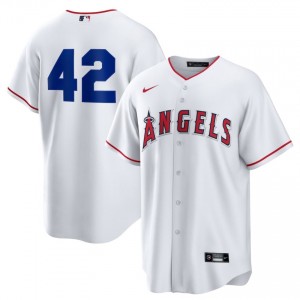 Jackie Robinson Day #42 Angels Baseball Jersey | Game Men White Embroidery Edition 67205817