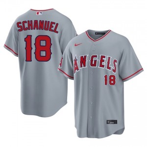 Nolan Schanuel #18 LAA Baseball Jersey | Authentic Men Gray Sewn Edition 93683083