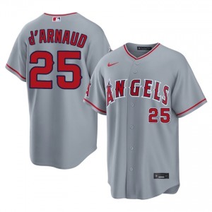 Travis d'Arnaud #25 LAA Baseball Jersey | Limited Men Gray Embroidery Edition 31477323