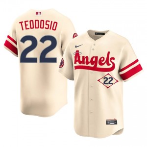 #22 Bryce Teodosio Authentic Men City Connect Baseball Jersey | Los Angeles Angels Cream Fan Gear 25151958