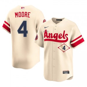 #4 Christian Moore Iconic Men City Connect Baseball Jersey | Los Angeles Angels Cream Fan Gear 34260484