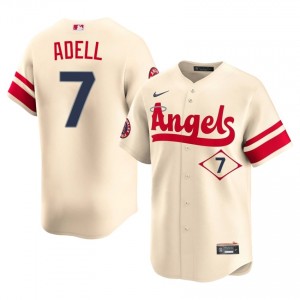 #7 Jo Adell Officially Licensed Men City Connect Baseball Jersey | LA Angels Cream Fan Gear 20212149
