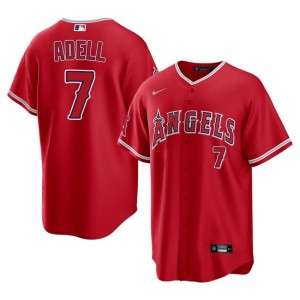 Red Jo Adell #7 LAA Baseball Stitched Jersey | Game-Day Men Fit 32661677
