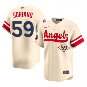 #59 Jose Soriano Replica Men City Connect Baseball Jersey | Los Angeles Angels Cream Fan Gear 17022236