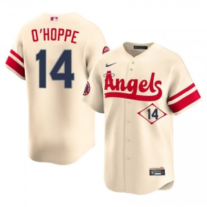 #14 Logan O'Hoppe Iconic Men City Connect Baseball Jersey | LA Angels Cream Fan Gear 70921240