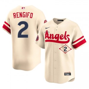 #2 Luis Rengifo Classic Men City Connect Baseball Jersey | LAA Cream Fan Gear 32905191