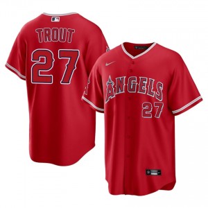 Red Mike Trout #27 Angels Baseball Stitched Jersey | Durable Men Fit 29092589
