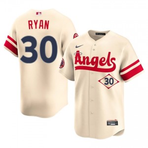 #30 Nolan Ryan Game-Day Men City Connect Baseball Jersey | LA Angels Cream Fan Gear 68269353
