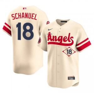 #18 Nolan Schanuel Official Men City Connect Baseball Jersey | Angels Cream Fan Gear 50439000