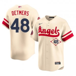 #48 Reid Detmers Pro-Grade Men City Connect Baseball Jersey | LA Angels Cream Fan Gear 58001490