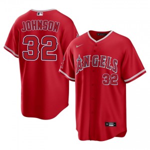 Red Ryan Johnson #32 LA Angels Baseball Stitched Jersey | Replica Men Fit 47932321