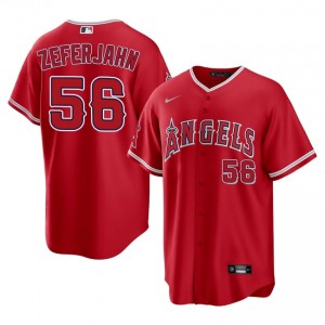 Red Ryan Zeferjahn #56 LA Angels Baseball Stitched Jersey | Pro-Grade Men Fit 39332445