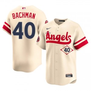 #40 Sam Bachman Professional Men City Connect Baseball Jersey | Angels Cream Fan Gear 70575448