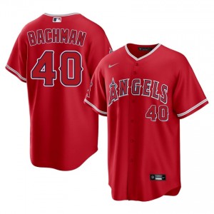 Red Sam Bachman #40 Los Angeles Angels Baseball Sewn Jersey | Genuine Men Fit 92754814