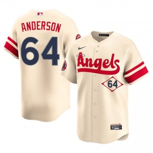 #64 Shaun Anderson Limited Men City Connect Baseball Jersey | LA Angels Cream Fan Gear 26424734