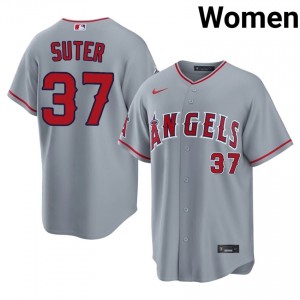 Brent Suter #37 LA Angels Baseball Jersey | Officially Licensed Women Gray Embroidery Edition 59705552