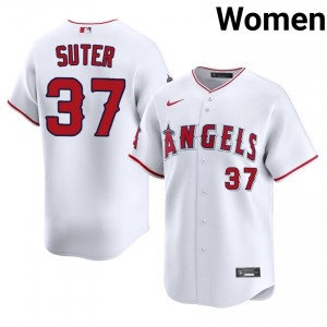 Los Angeles Angels Brent Suter #37 White Women Baseball Jersey | 2026 Season Iconic 70981061