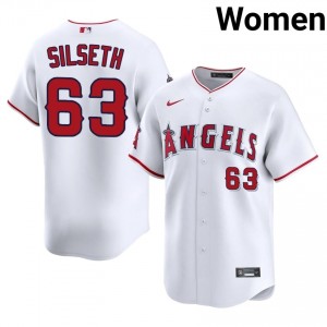 Angels Chase Silseth #63 White Women Baseball Jersey | 2026 Season Premium 90604960