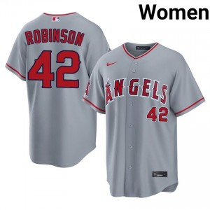 Jackie Robinson #42 Los Angeles Angels Baseball Jersey | Professional Women Gray Embroidery Edition 32082922