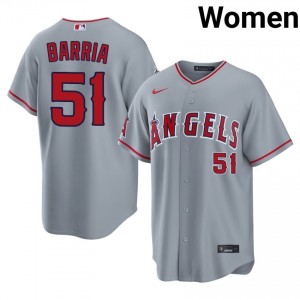 Jaime Barria #51 Angels Baseball Jersey | Gameday Women Gray Sewn Edition 17092347