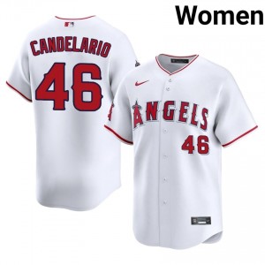 LA Angels Jeimer Candelario #46 White Women Baseball Jersey | 2026 Season Professional 98672833