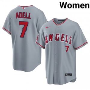 Jo Adell #7 Los Angeles Angels Baseball Jersey | Iconic Women Gray Stitched Edition 54026744