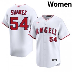 Los Angeles Angels Jose Suarez #54 White Women Baseball Jersey | 2026 Season Replica 60621204