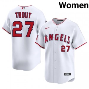 Los Angeles Angels Mike Trout #27 White Women Baseball Jersey | 2026 Season Game-Day 85846269