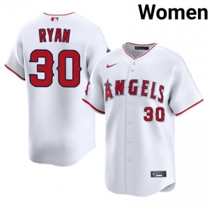 Angels Nolan Ryan #30 White Women Baseball Jersey | 2026 Season Iconic 98436967