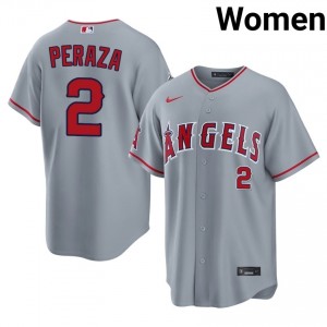 Oswald Peraza #2 Angels Baseball Jersey | Premium Women Gray Stitch Edition 59703996