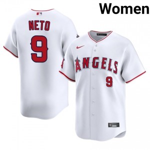 Los Angeles Angels Zach Neto #9 White Women Baseball Jersey | 2026 Season Officially Licensed 37288282