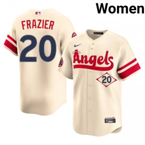 #20 Adam Frazier Classic Women City Connect Baseball Jersey | LA Angels Cream Fan Gear 35289927