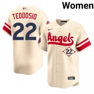 #22 Bryce Teodosio Game Women City Connect Baseball Jersey | Angels Cream Fan Gear 14902828