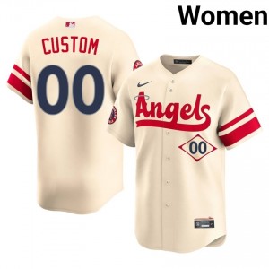 #00 Custom Durable Women City Connect Baseball Jersey | Los Angeles Angels Cream Fan Gear 18215133