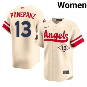 #13 Drew Pomeranz Game Women City Connect Baseball Jersey | Los Angeles Angels Cream Fan Gear 54501562