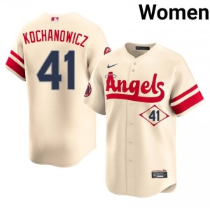 #41 Jack Kochanowicz Game-Day Women City Connect Baseball Jersey | Los Angeles Angels Cream Fan Gear 61740794
