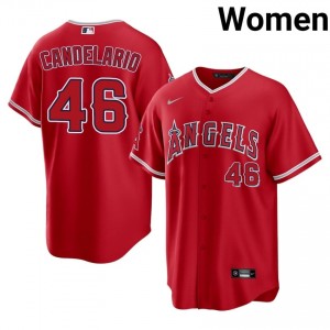 Red Jeimer Candelario #46 Los Angeles Angels Baseball Stitched Jersey | Game-Day Women Fit 91560437