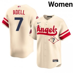 #7 Jo Adell Replica Women City Connect Baseball Jersey | Los Angeles Angels Cream Fan Gear 31209131
