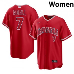 Red Jo Adell #7 LA Angels Baseball Embroidery Jersey | Limited Women Fit 30938214