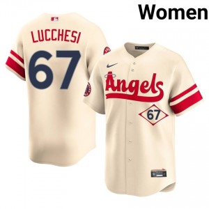 #67 Joey Lucchesi Premium Women City Connect Baseball Jersey | LAA Cream Fan Gear 27372745