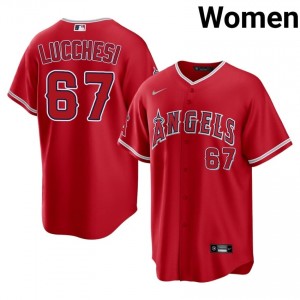 Red Joey Lucchesi #67 Angels Baseball Stitched Jersey | Pro-Grade Women Fit 84258207
