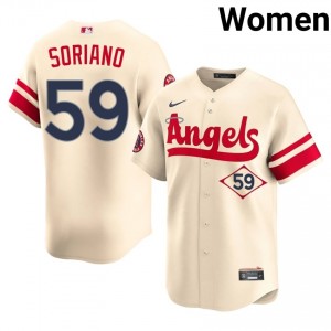 #59 Jose Soriano Gameday Women City Connect Baseball Jersey | Angels Cream Fan Gear 10428626