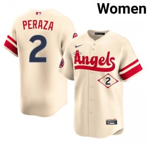 #2 Oswald Peraza Genuine Women City Connect Baseball Jersey | Los Angeles Angels Cream Fan Gear 19440167