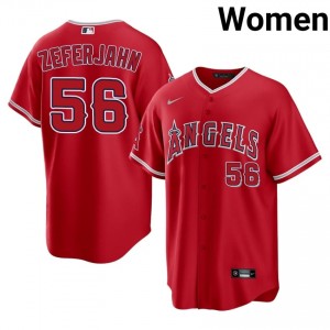 Red Ryan Zeferjahn #56 LA Angels Baseball Sewn Jersey | Genuine Women Fit 67852253