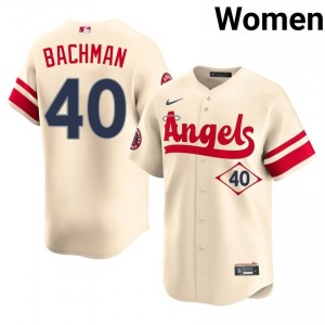 #40 Sam Bachman Authentic Women City Connect Baseball Jersey | Angels Cream Fan Gear 46151554
