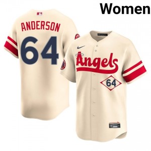#64 Shaun Anderson MLB Women City Connect Baseball Jersey | Los Angeles Angels Cream Fan Gear 54468360