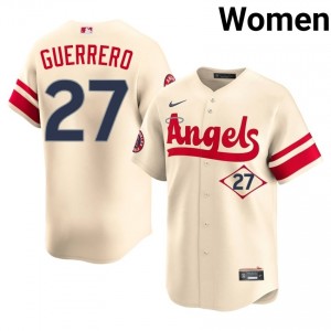 #27 Vladimir Guerrero Authentic Women City Connect Baseball Jersey | Los Angeles Angels Cream Fan Gear 15389140