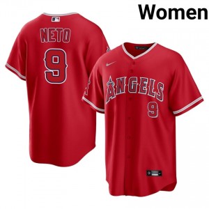 Red Zach Neto #9 Angels Baseball Stitched Jersey | Iconic Women Fit 65014186