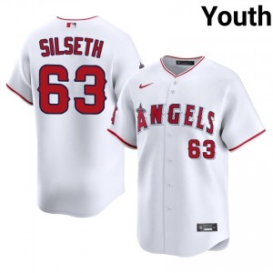 Angels Chase Silseth #63 White Youth Baseball Jersey | 2026 Season Professional 54196182
